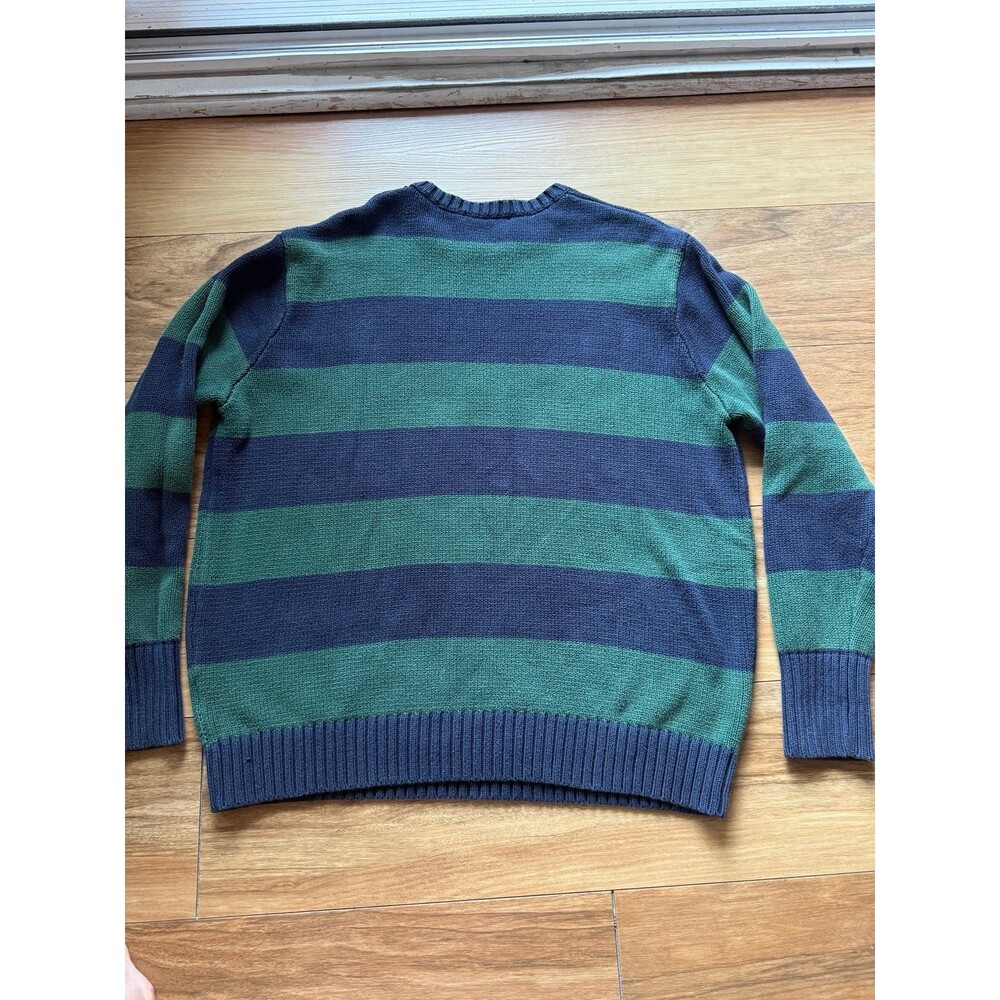 Brandy Melville Brianna Navy Green Thick Stripe 100% Cotton Sweater